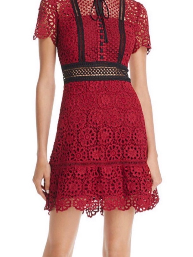 Aqua Burgundy Black Lace Dress S Fit & Flare Cocktail Party Dress Nwt